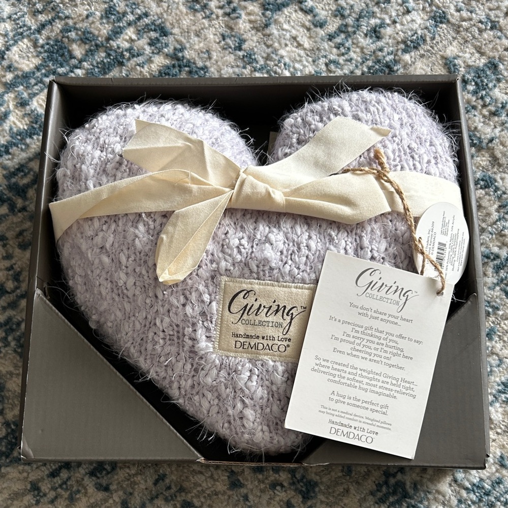 Demdaco Lavender Heart Plush Pillow with Ribbon